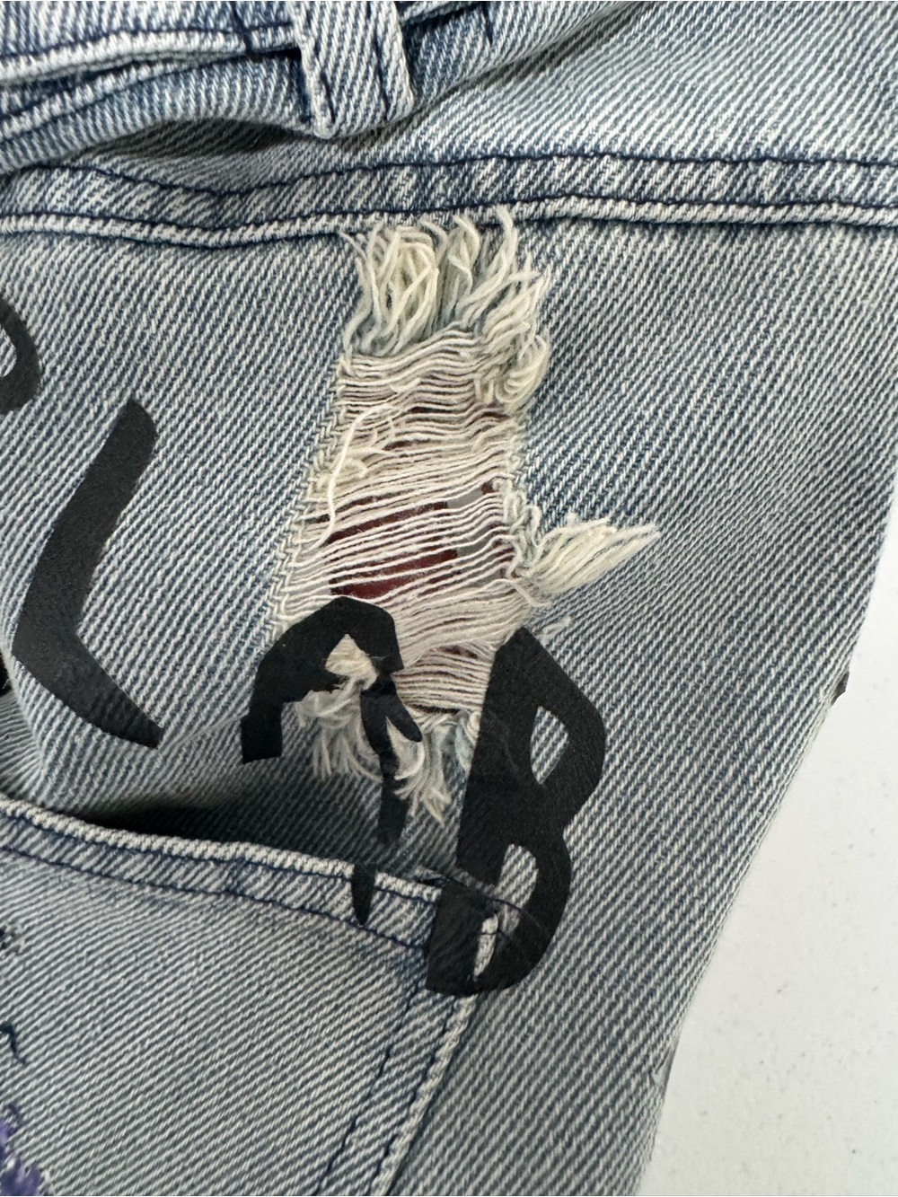 Hippie Indie Folk Art to Wear Festival Graffiti Floral Drop Crotch Jeans Medium - Picture 11 of 14